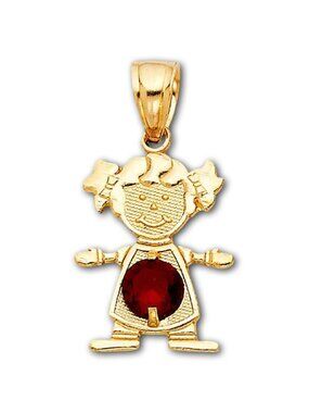14k Solid Gold January Birthstone Girl Charm By Tehrani Jewelry